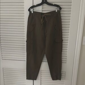 Brown Cargo Pants with Relaxed Fit and Tapered Legs